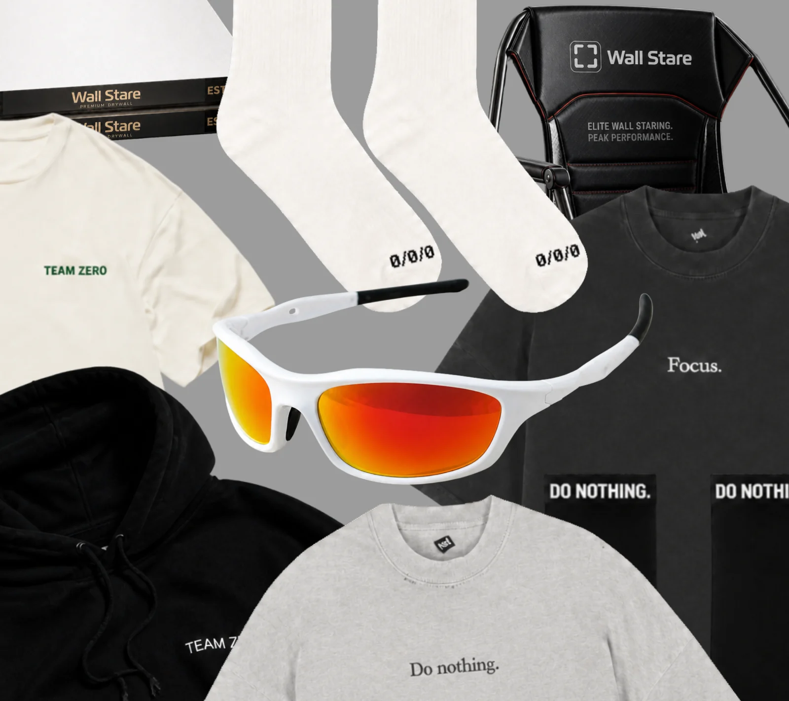 The Wallmaxxing Performance Kit — all nine pieces laid out